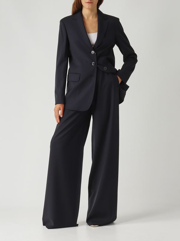 2. Pantalon Berard pour femme, toile de laine vierge Bleu marine Max Mara Studio 2526136051600