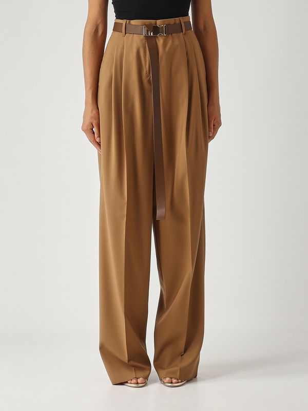 1. Pantalone donna Bergamo in tela di lana vergine Camel Max Mara Studio 2526136061600