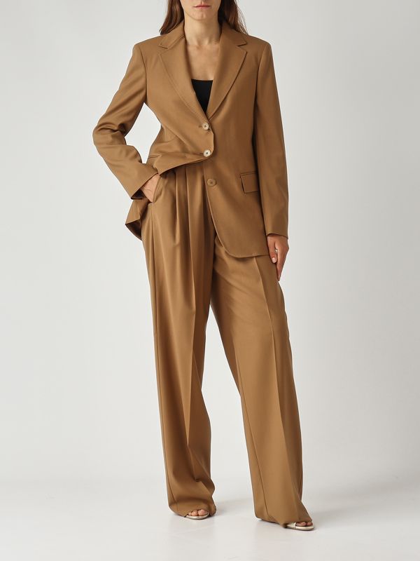 2. Pantalón de mujer Bergamo en tela de lana virgen Camello Max Mara Studio 2526136061600