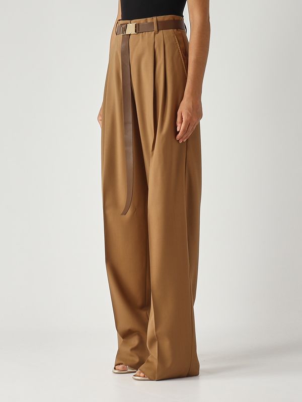 3. Pantalón de mujer Bergamo en tela de lana virgen Camello Max Mara Studio 2526136061600