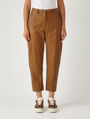 Pantalone donna Anselmo in simil pelle Tabacco MM Max Mara