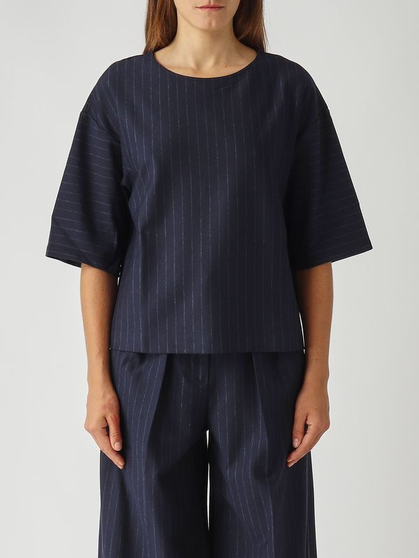 1. Damenbluse Kaya aus Baumwollmischung Blauer Nadelstreifen MM Max Mara 2526946047600