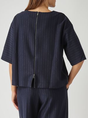 5. Damenbluse Kaya aus Baumwollmischung Blauer Nadelstreifen MM Max Mara 2526946047600