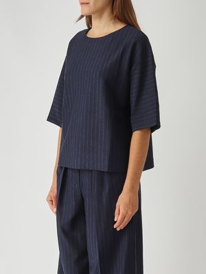 3. Damenbluse Kaya aus Baumwollmischung Blauer Nadelstreifen MM Max Mara 2526946047600