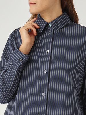 5. Women's Effige cotton shirt Blue Pinstripe MM Max Mara 2526116037600