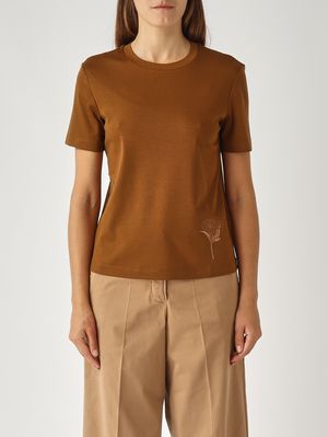 T-shirt femme Confortable en modal et coton Tabac MM Max Mara