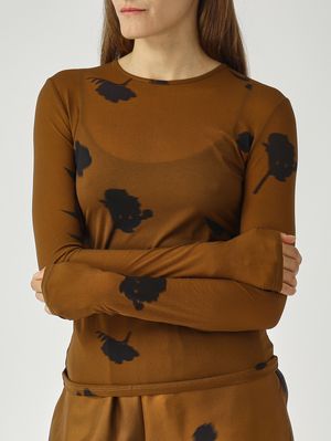 5. Damen T-Shirt mit Blumenmuster Effekt Tabak MM Max Mara 2526946037600