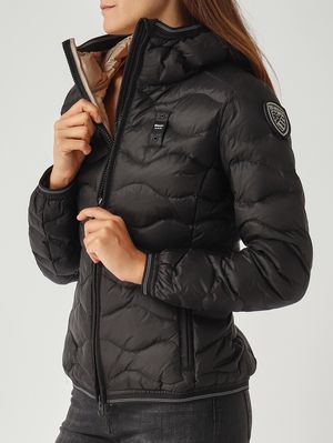 5. Daunenjacke für Damen Camelia aus glänzendem Nylon Schwarz Blauer 25wbldc03095006047