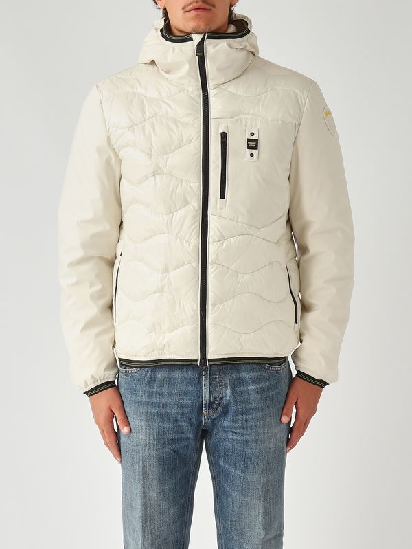 1. Doudoune Albert en néoprène léger et nylon brillant pour homme Blanc Blauer 25wbluc08078006355