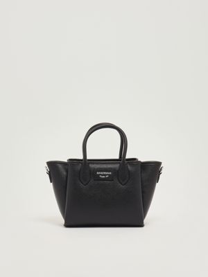 Borsa donna in simil pelle martellata Nero-Tortora Emporio Armani