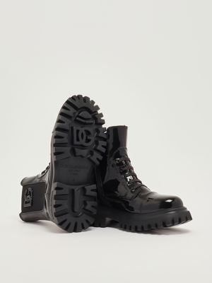 4. Baby-Stiefel aus Lackleder Schwarz Dolce e Gabbana d11360aw623