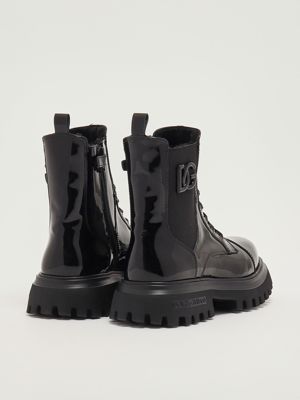 3. Baby-Stiefel aus Lackleder Schwarz Dolce e Gabbana d11360aw623