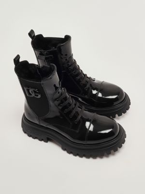 2. Baby-Stiefel aus Lackleder Schwarz Dolce e Gabbana d11360aw623