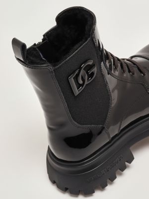 5. Baby-Stiefel aus Lackleder Schwarz Dolce e Gabbana d11360aw623