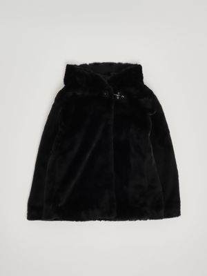 Faux fur coat for girls Black Fay