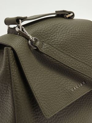 6. Sveva Soft Small pebbled leather bag for women Forest Green Orciani b01999sof
