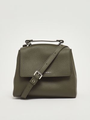 4. Sveva Soft Small pebbled leather bag for women Forest Green Orciani b01999sof