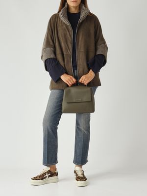 2. Sveva Soft Small pebbled leather bag for women Forest Green Orciani b01999sof