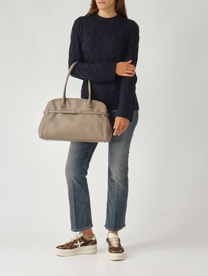 2. Borsa donna Aura Soft Large in pelle martellata Tortora Orciani b02201sof