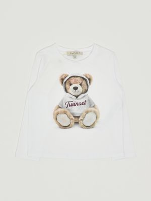 Stretch cotton T-shirt for girls White Twinset