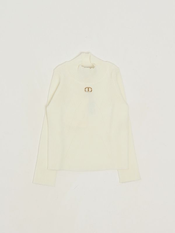 1. Mädchen-Stehkragenshirt aus Viskosemischung Weiß Twinset 252gb3012