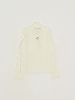 1. Mädchen-Stehkragenshirt aus Viskosemischung Weiß