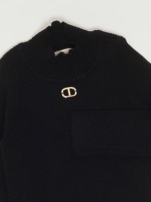 3. Mädchen-Stehkragenshirt aus Viskosemischung Schwarz