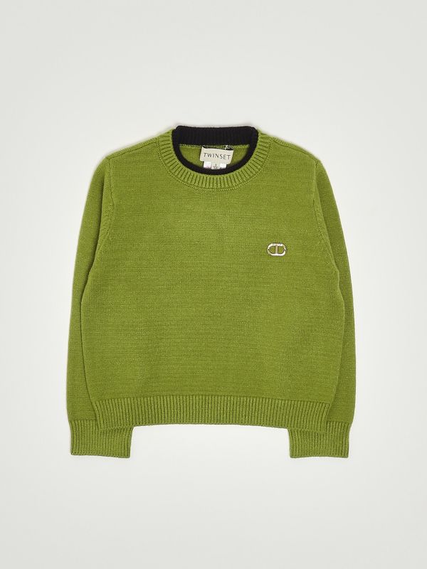 1. Maglia bambina in misto viscosa Verde Twinset 252gb3070