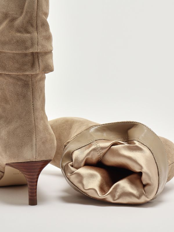 5. Dawn suede heeled ankle boots for women Camel Michael Kors 40s5dwme5s