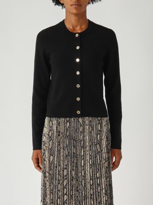 Cardigan en laine mérinos pour femme Noir Michael Kors
