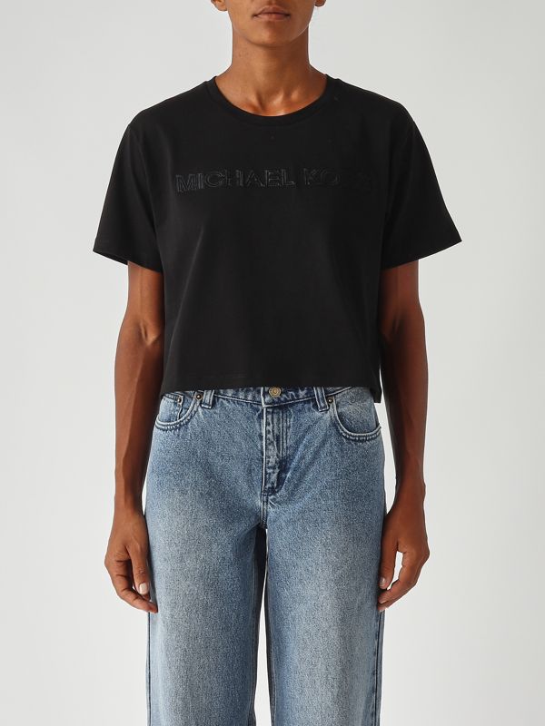 1. Camiseta de mujer de algodón Negro Michael Kors mt551vj2zu