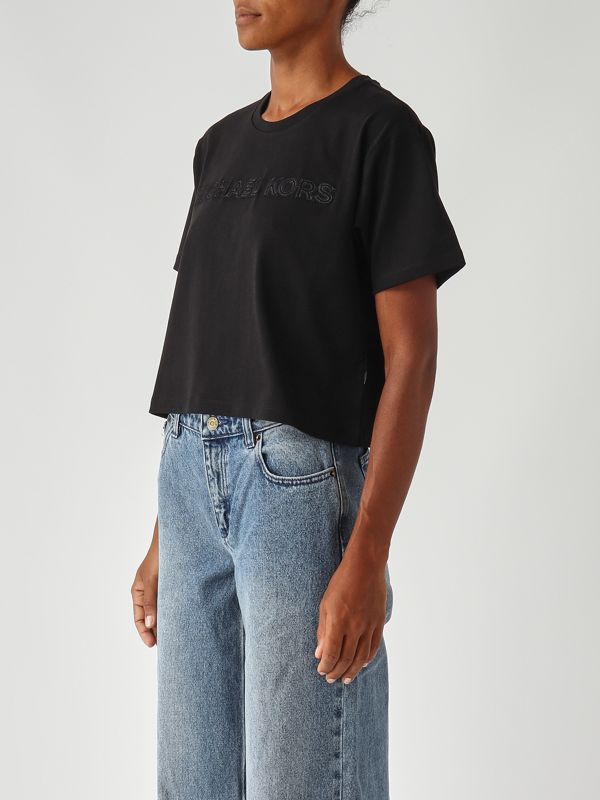 2. Camiseta de mujer de algodón Negro Michael Kors mt551vj2zu