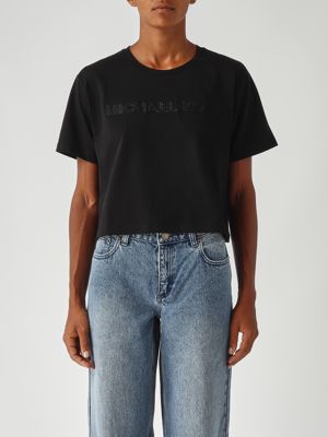 T-shirt en coton pour femme Noir Michael Kors