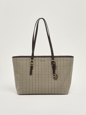 Borsa donna Quinn in tessuto jacquard Naturale Michael Kors