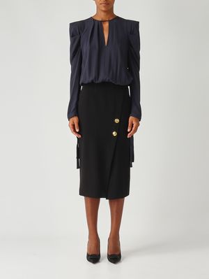 Damenkleid Omelette aus Stretch-Baumwollmischung Schwarz-Blau Pinko