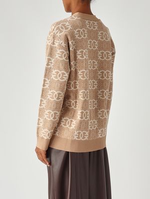 4. Cardigan donna Half Breed in misto viscosa Cammello-Avorio Pinko 106042a2yd