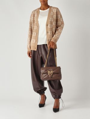 2. Cardigan donna Half Breed in misto viscosa Cammello-Avorio Pinko 106042a2yd