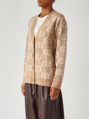 3. Cardigan donna Half Breed in misto viscosa Cammello-Avorio Pinko 106042a2yd