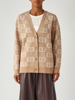 Cardigan Half Breed en mélange viscose pour femme Chameau-Ivoire Pinko