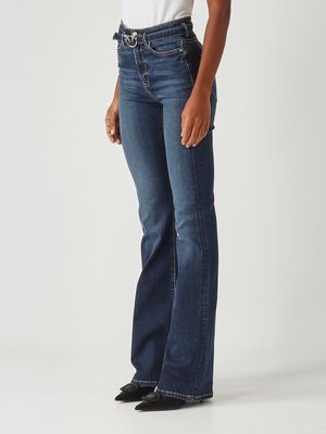3. Damenjeans Flora Flare aus Stretch-Baumwolle Dunkler Denim Pinko 100166a2rx