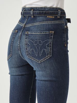 5. Damenjeans Flora Flare aus Stretch-Baumwolle Dunkler Denim Pinko 100166a2rx