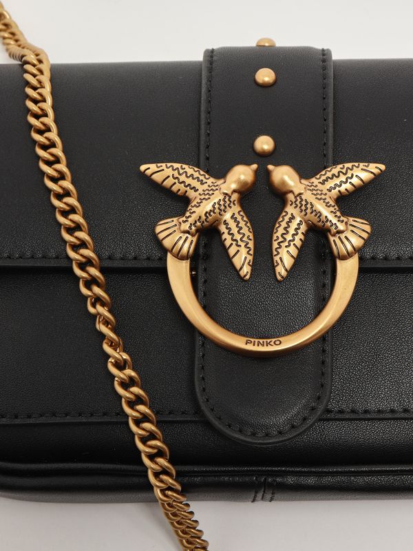 Pinko Love One Pocket leather bag for women - Black | Caposerio.com