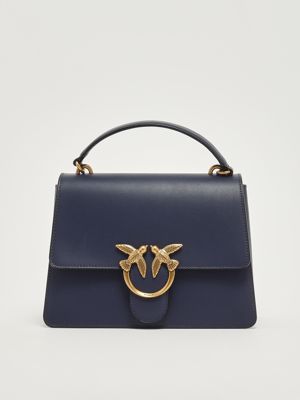 Borsa donna Love One Top Handle Classic in pelle Indaco Pinko