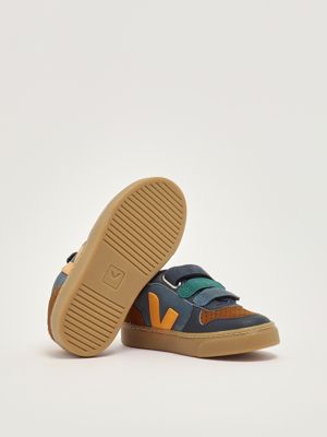 4. Kleine V-10 Lederturnschuhe für Kinder Blau-Ocker Veja cv03209886