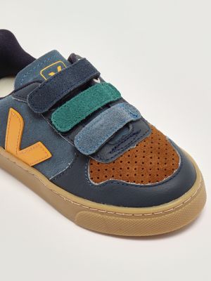 5. Kleine V-10 Lederturnschuhe für Kinder Blau-Ocker Veja cv03209886