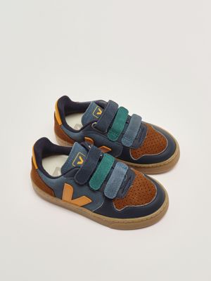 2. Kleine V-10 Lederturnschuhe für Kinder Blau-Ocker Veja cv03209886