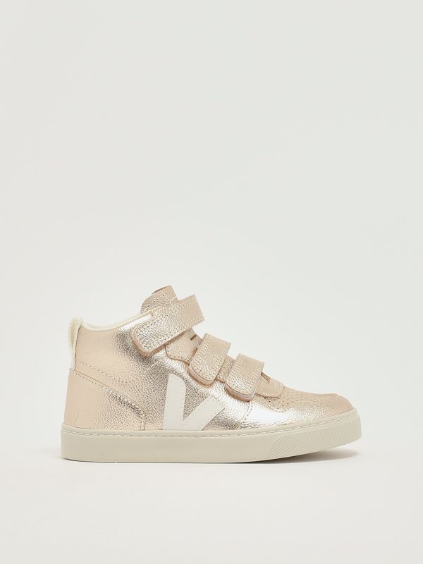 1. Small V-10 grained leather sneakers for girls Platinum Veja dv0503037