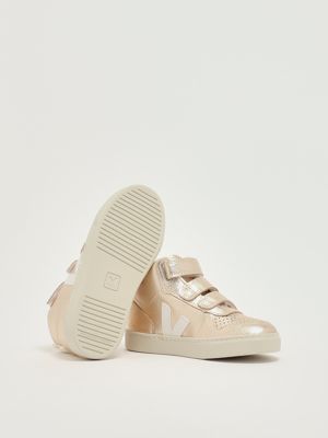 4. Small V-10 grained leather sneakers for girls Platinum Veja dv0503037