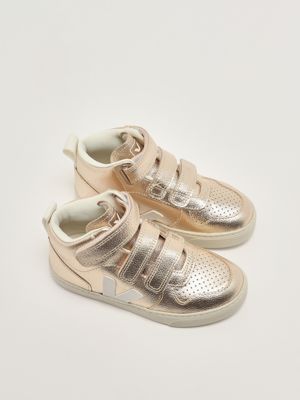 2. Small V-10 grained leather sneakers for girls Platinum Veja dv0503037