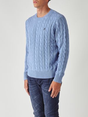 3. Men's cotton sweater Cornflower Blue
